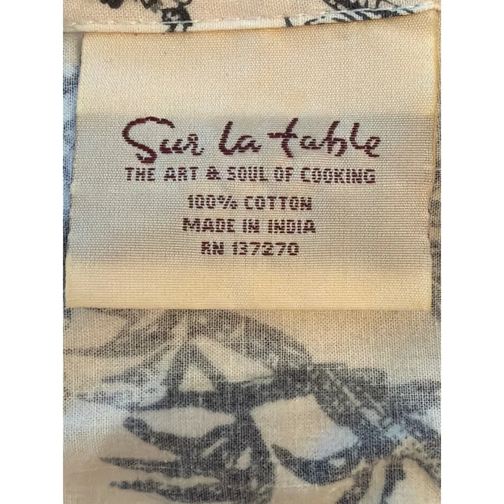 Sur La Table Cotton Apron Toile de Jouy Striped French Country Cream Charcoal
